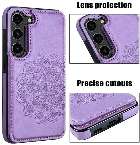 Miniatura 3 de MMHUO para Samsung Galaxy S23 Funda con Tarjetero, Funda tipo Portafolio con Botones Magnéticos Florales para Protección para Mujeres para Samsung