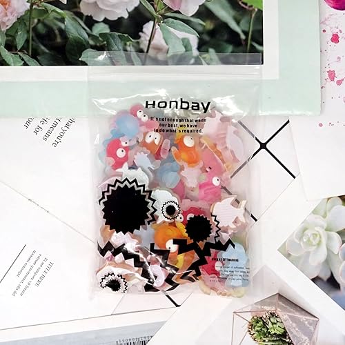 Miniatura 7 de Honbay 50 dijes de limo con parte trasera plana de animales marinos, cangrejo, caballito de mar, pulpo, peces tropicales, cabujones de resina