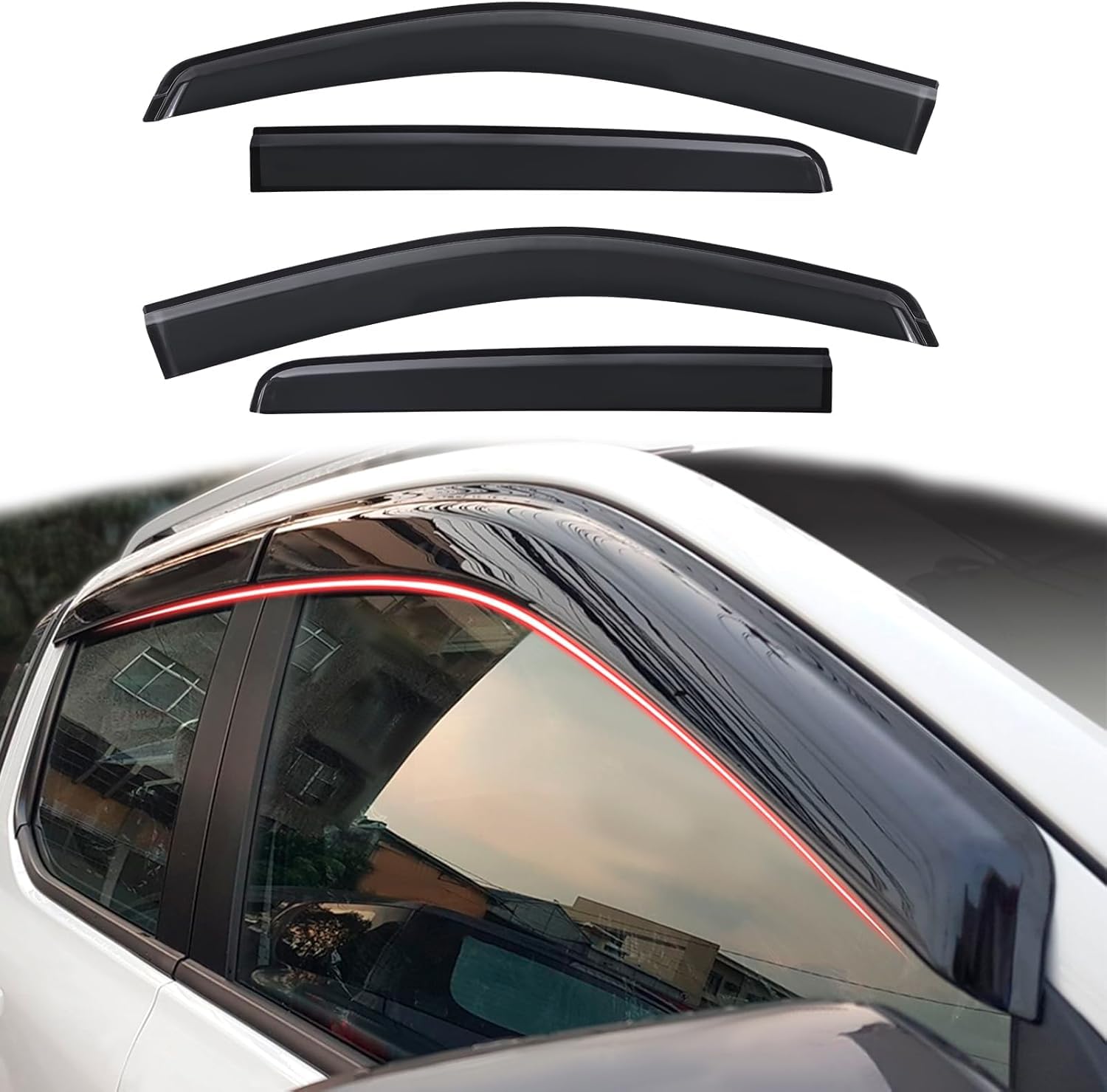 Panxuc Normal Car Wind Deflectors For Ford Ranger 2023-2024-2025 T9, Side Window Wind Rain Deflector Window Visor Sun Rain Guard Smoke Guards