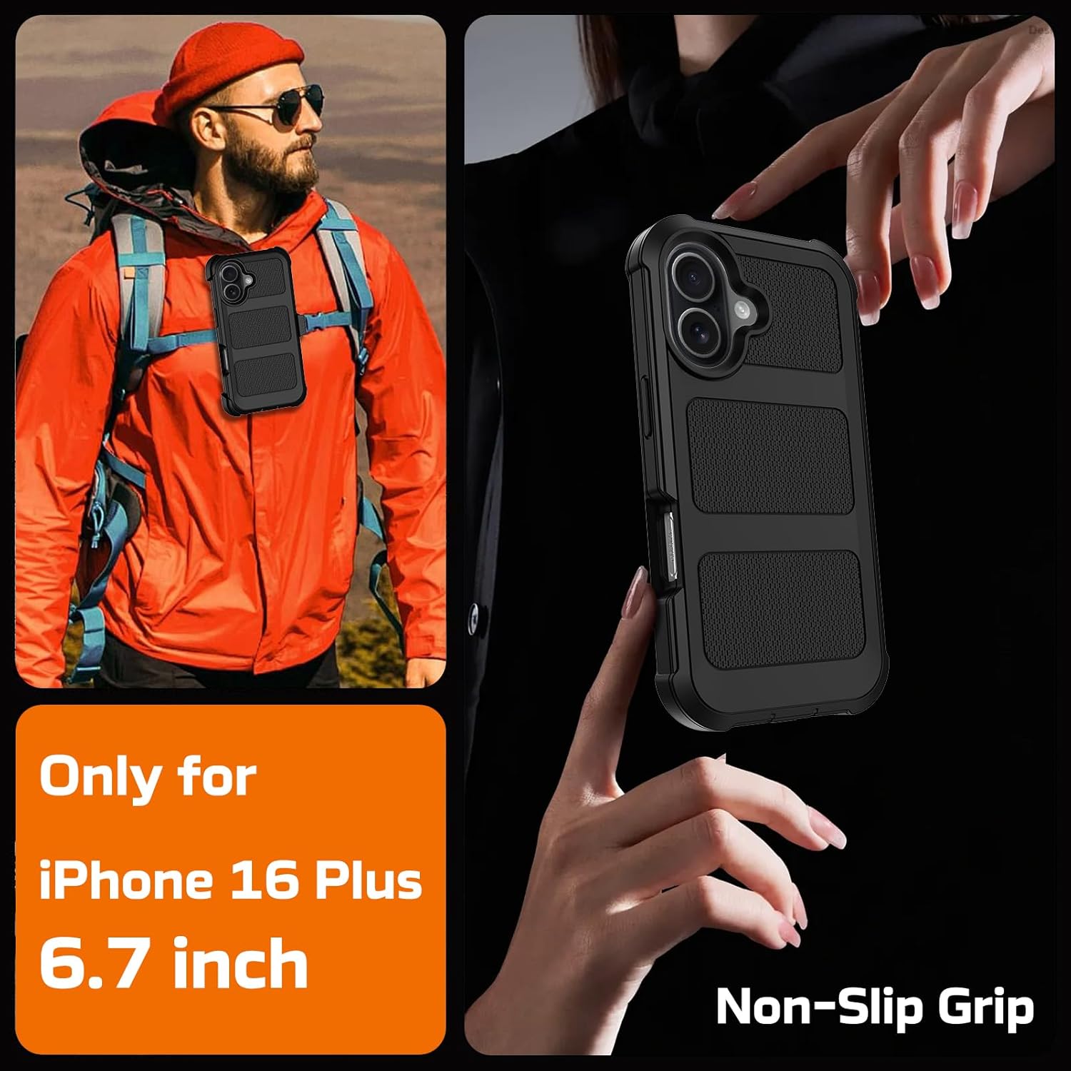 Wedall for iPhone 16 Plus Case with Belt Clip Holster,Anti-Drop Shockproof Bumper Phone Cases with 2X Screen Protectors & Kickstand,Rugged Heavy Duty Military Grade Protective Defender Cover (Black)