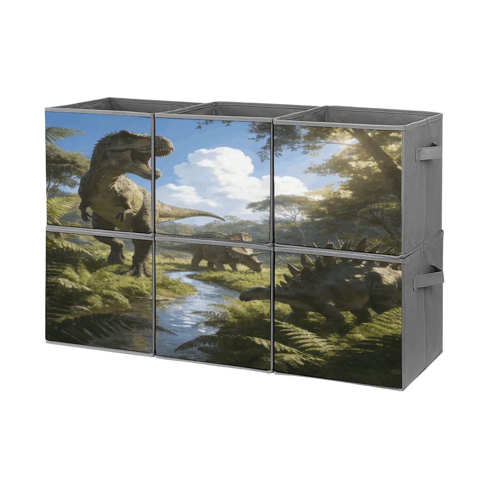 Fodpand Style River Valley Beast Cube Bins With Double Handles,Set Of 6 Cube Organizer, Stackable And Foldable Storage Bins For Organization, Closet, Shelves, Offices