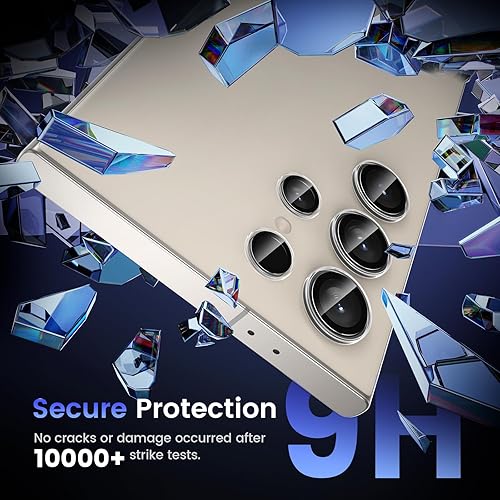Miniatura 11 de Tensea Protector de lente de cámara Samsung Galaxy S24 Ultra 5G, protector de pantalla de vidrio templado 9H, anillo individual de metal para S24
