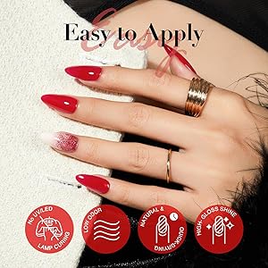 AZUREBEAUTY Red Nail Polish No Gel Quick Dry Gold Foil Glitter 2 Colors Nail Lacquer Natural Fingernail Kit DIY Salon Home Women Gifts 0.34oz