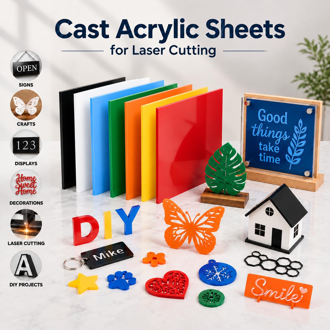 Colored Acrylic Sheets - 7 Pack for Laser Cutting -6