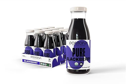 Pomona - Jugo de mora orgánico (paquete de 12), jugos orgánicos USDA prensados en frío, 100% moras, sin azúcar añadido, sin concentrado, vegano,