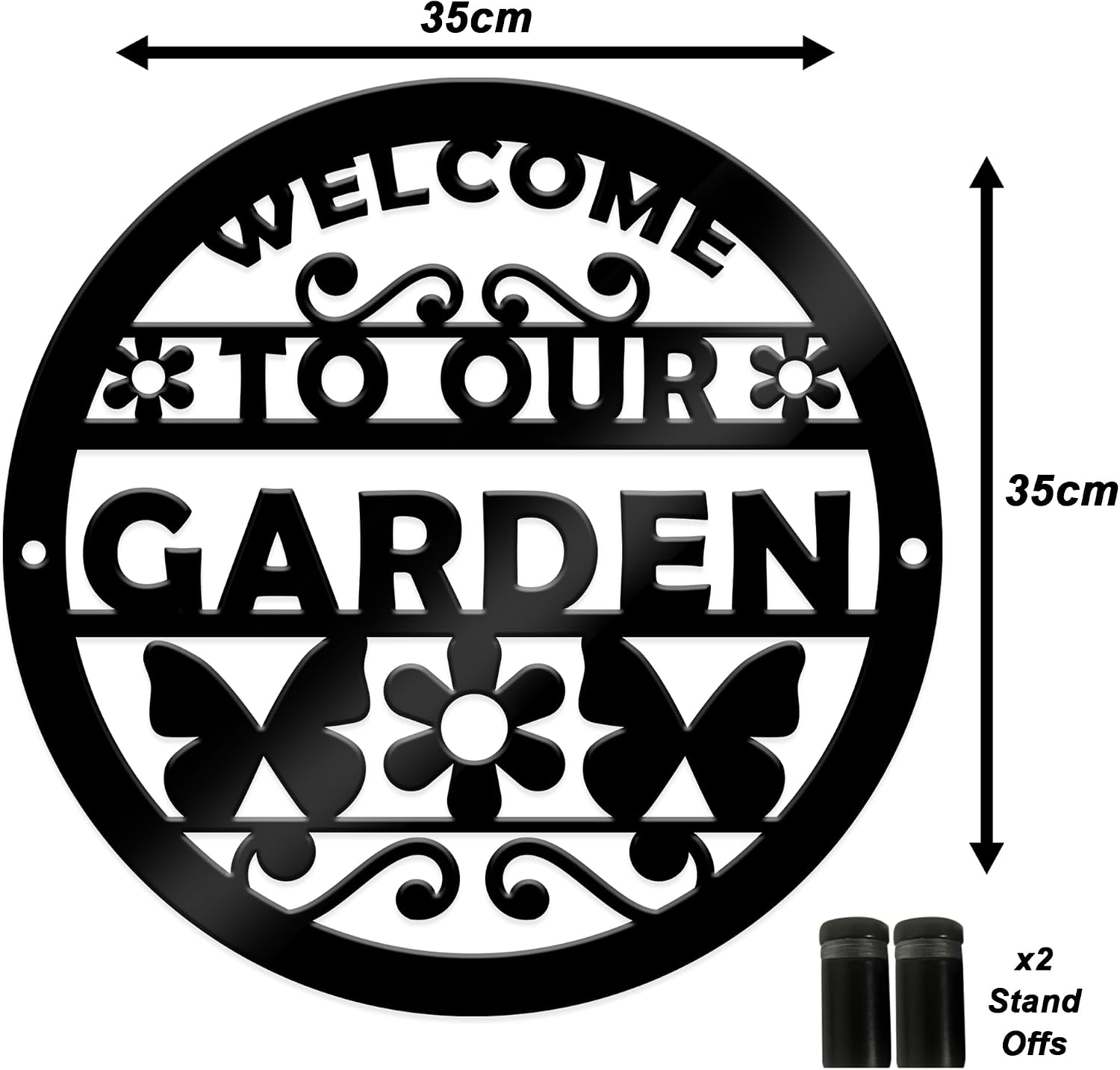 Red Ocean and Plaques for Outside Acrylic Welcome For Door Black Acrylic Wall Fence Shed Summer House Welcome For (35cmx35cm)