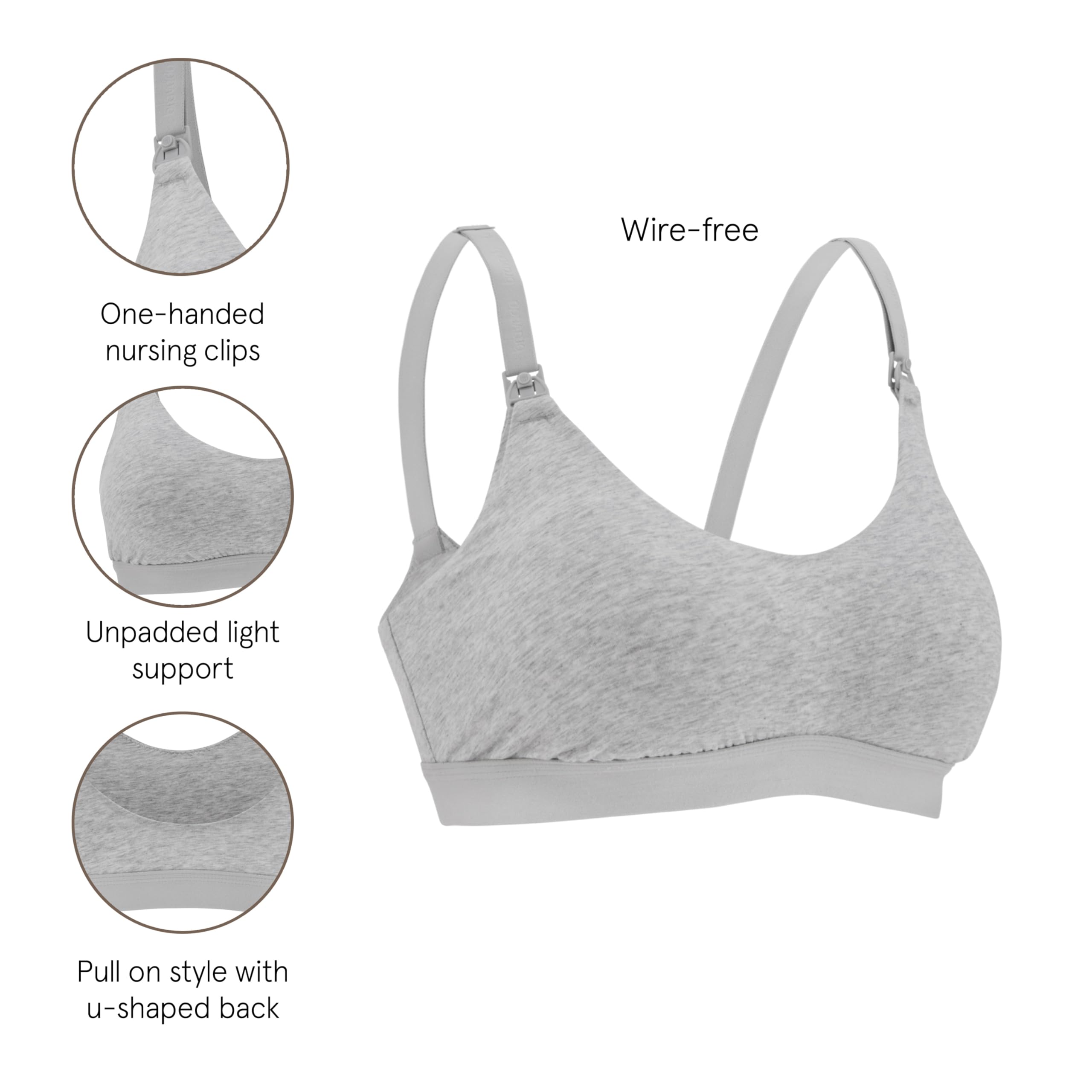 Bravado Designs Reggiseno da donna in cotone per maternità e allattamento, senza fili, copertura completa
