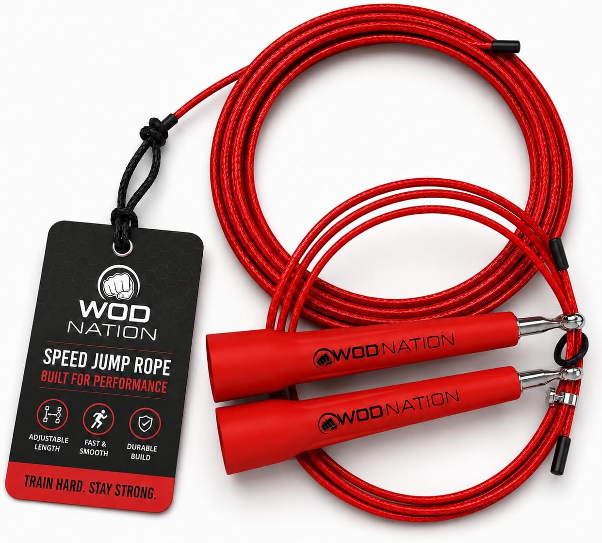 WOD Nation Adjustable Speed Jump Rope For Men, Women & Children - Blazing Fast Fitness Skipping Rope Perfect for Boxing, MMA, Endurance