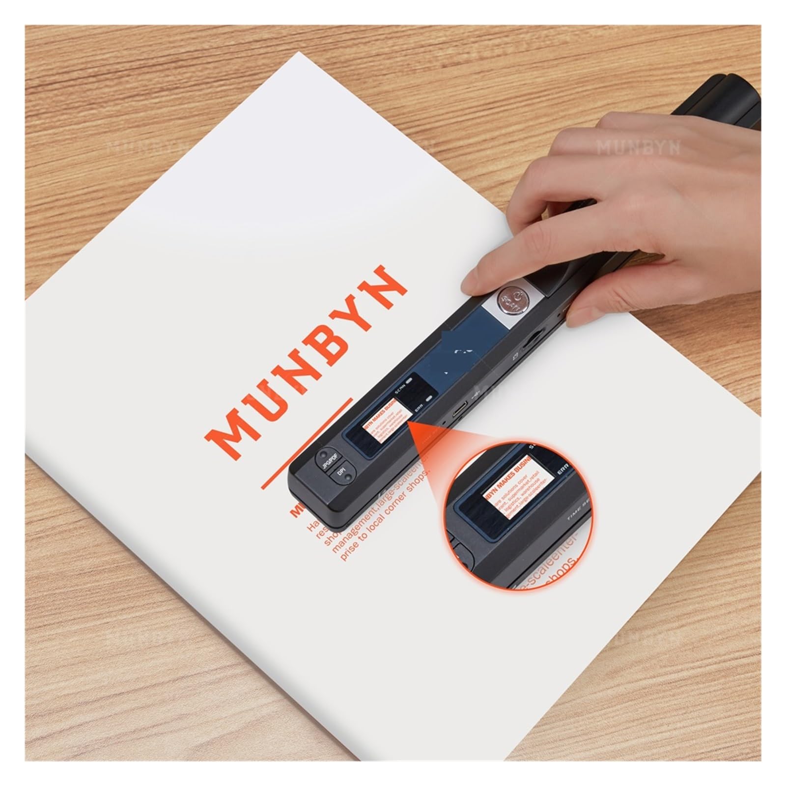 Skaner dokumentów, Przenośny ręczny skaner dokumentów z kartą 16 GB Mini Pen Skaner Dokument i obraz Rozmiar A4 900 DPI Format JPEG/PDF(Wit)