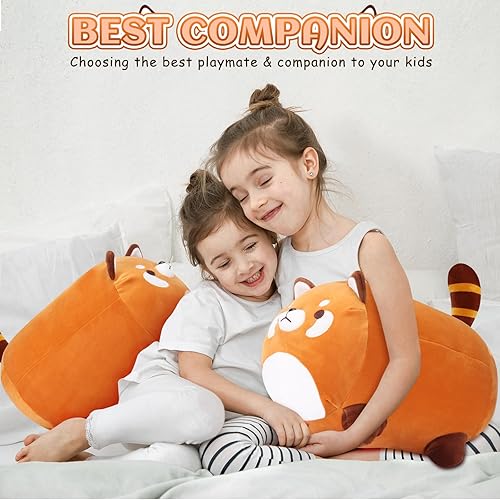 Miniatura 4 de Peluche de panda rojo, juguetes de peluche de panda rojo de 15.8 pulgadas, lindo juguete de peluche de oso relleno, almohada de peluche de panda