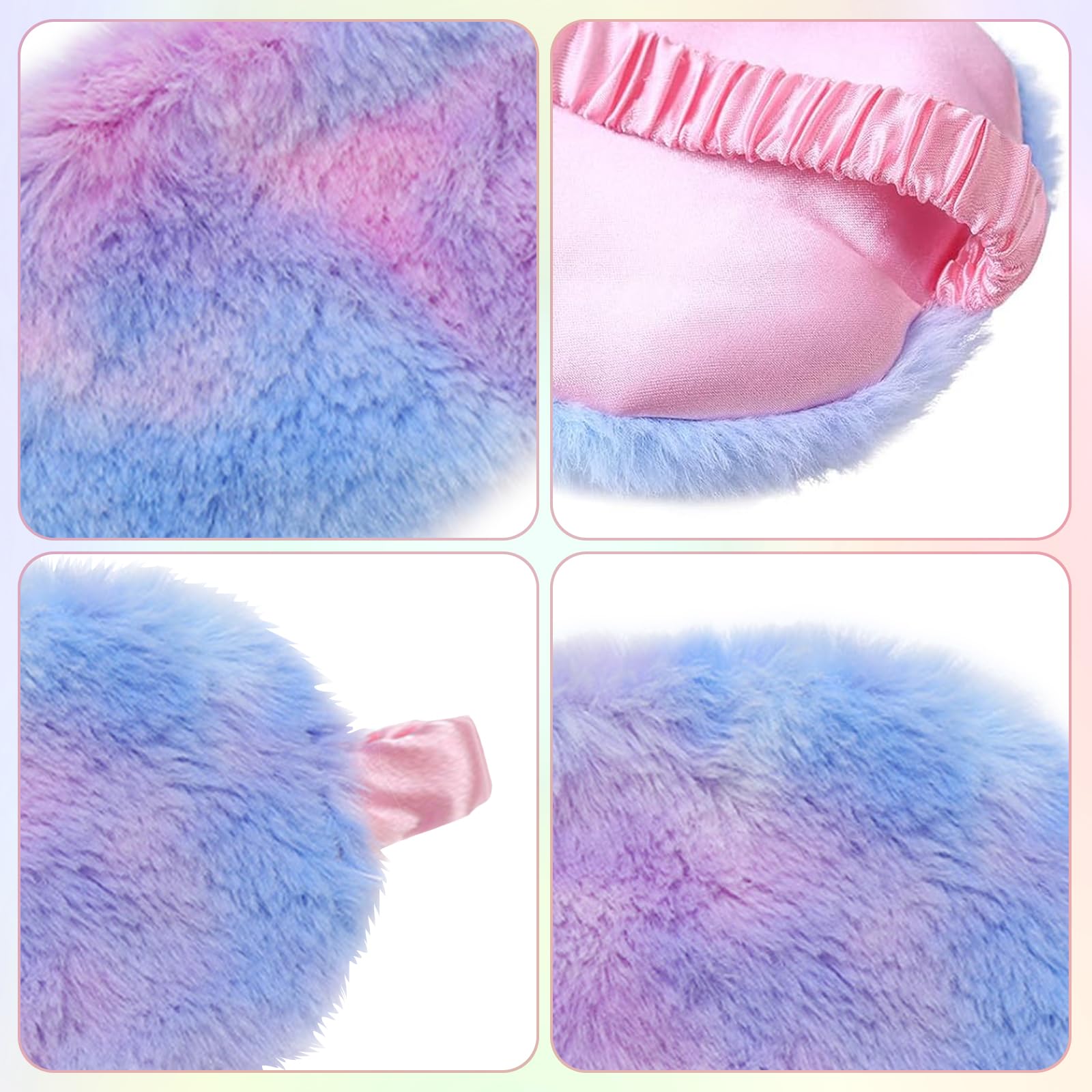 EUPSIIU 6 Pezzi Simpatiche Mascherina per Dormire in Peluche, Maschera Occhi per Dormire Antiluce per Donna, Benda Occhio Traspirante Maschera di Sonno Copertura degli Occhi per Bambina Ragazzi