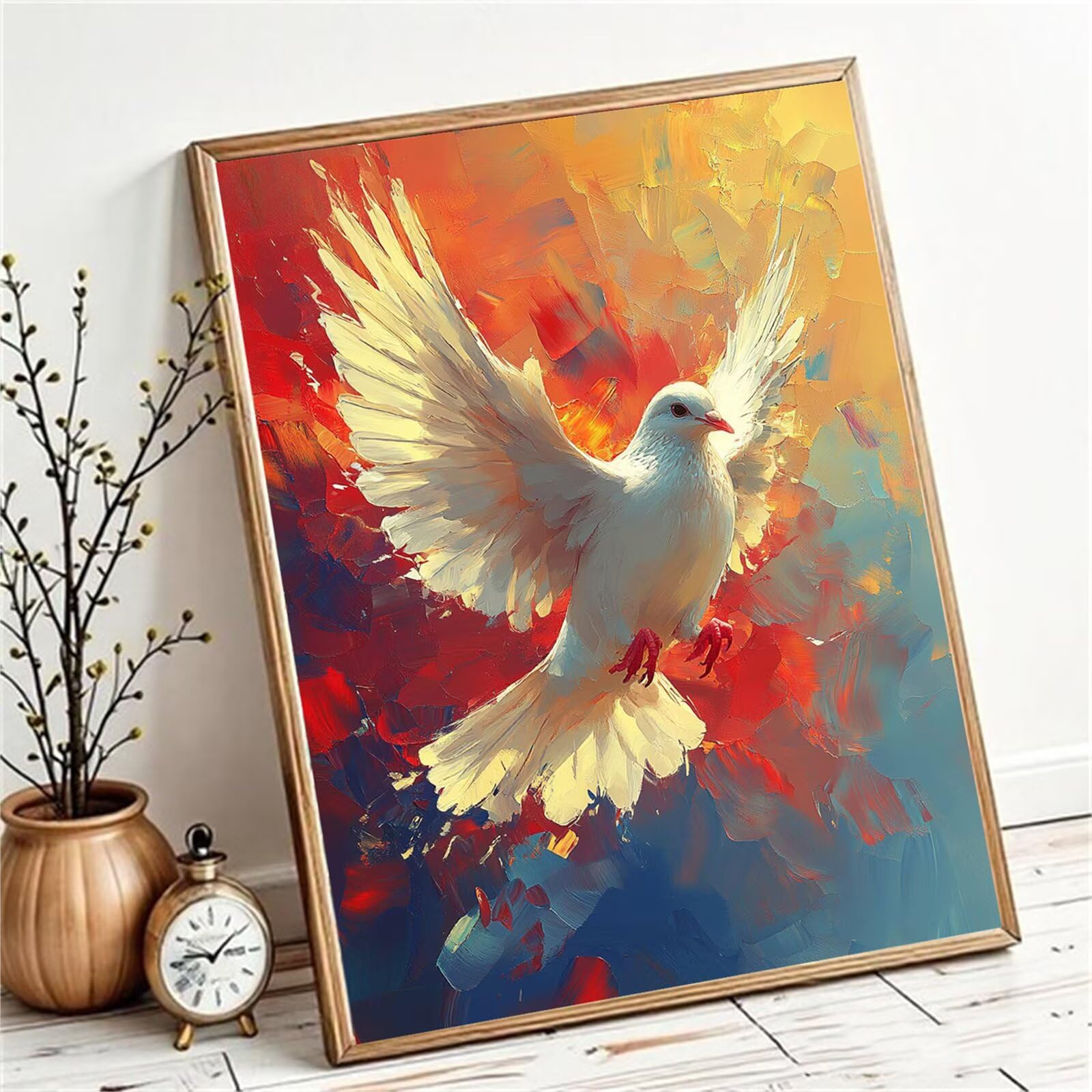 Malen Nach Zahlen Erwachsene Tier Malen Nach Zahlen Taube Bastelset Erwachsene, Paint by Numbers Mit 3 Pinseln und Acrylfarbe, DIY Set für Anfänger und Kinder Ohne Rahmen, Wanddeko 90 x 120 cm x-z545