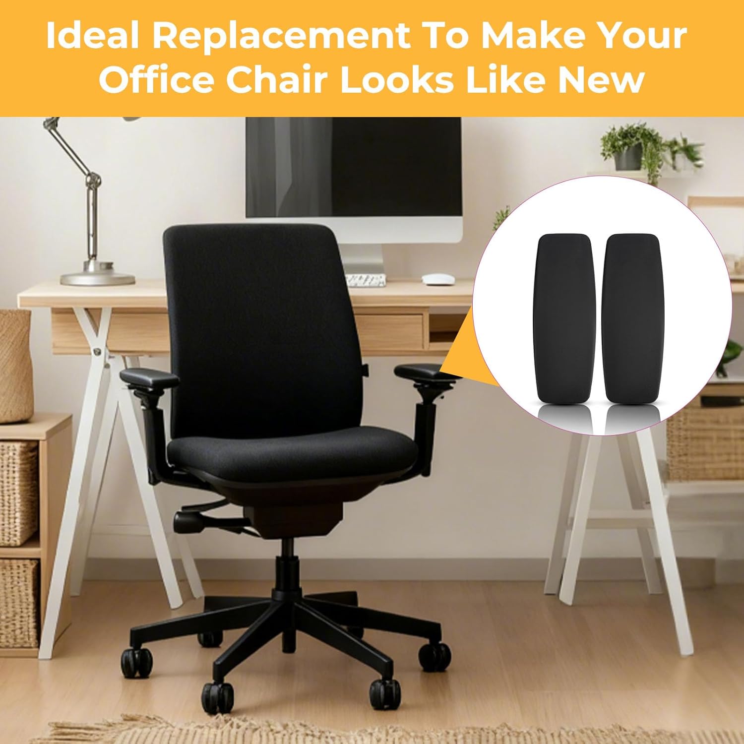 Replacement Arm Pads Caps for Steelcase Amia Office Chair, Ergonomic Comfortable Foam Padding, Office Chair Arm Pads Replacement