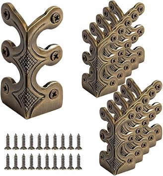 24 pcs Solid Brass Baseboard Corner Protectors, Skirting Board Corner Protectors, Vintage Metal Corner Protector Table Corner Edge Cover Safety Bracket with Screws Bronze