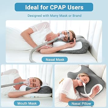 Elviros Cervical Neck Pillow for Neck Pain Relief and CPAP Hose Holder for Bed