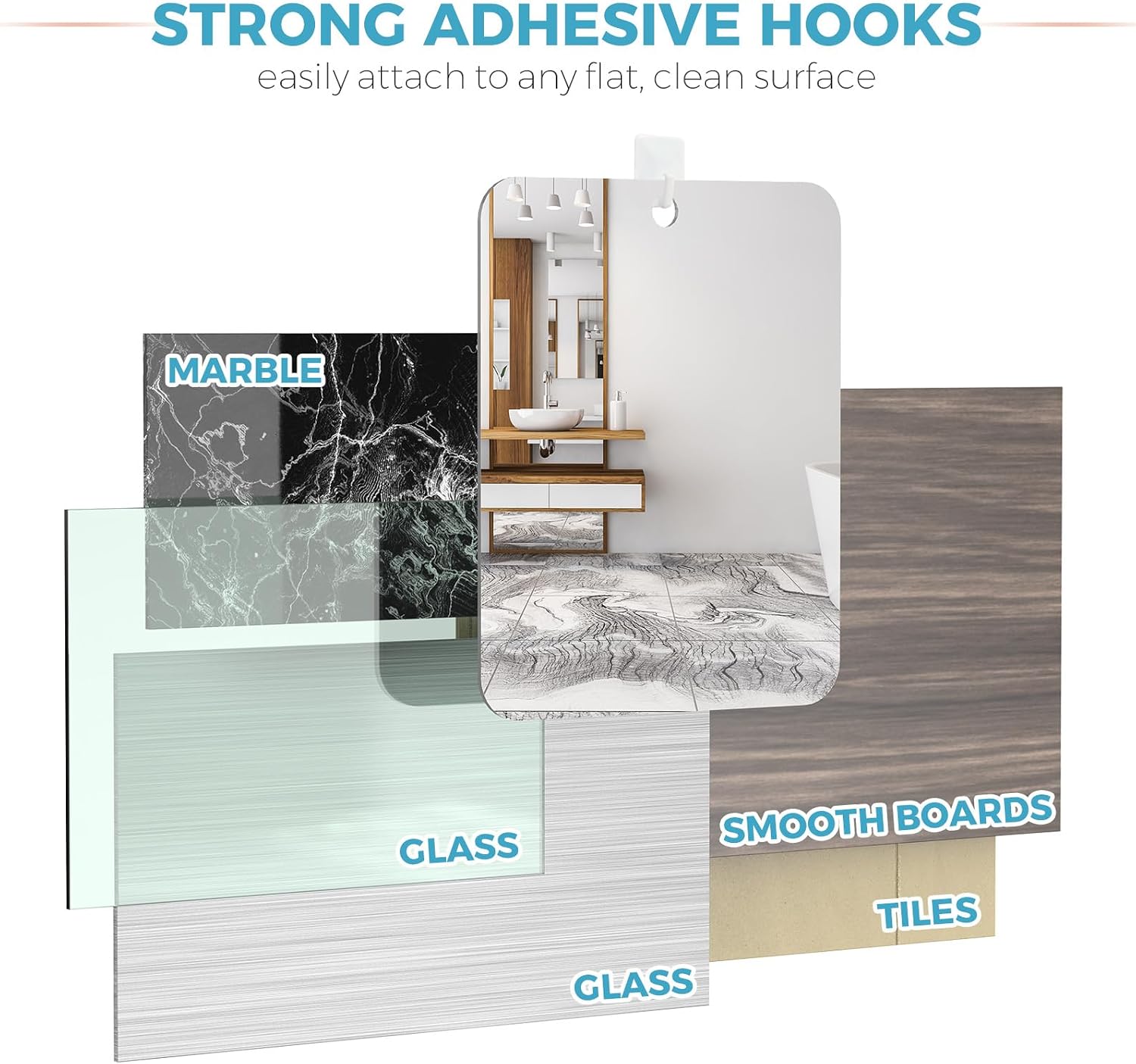 Shower Mirror Fogless for Shaving, Fogless Mirror for Shower with 1 Adhesive Hooks, Bathroom Shatterproof Shaving Mirror - for Men and Women (Silver)