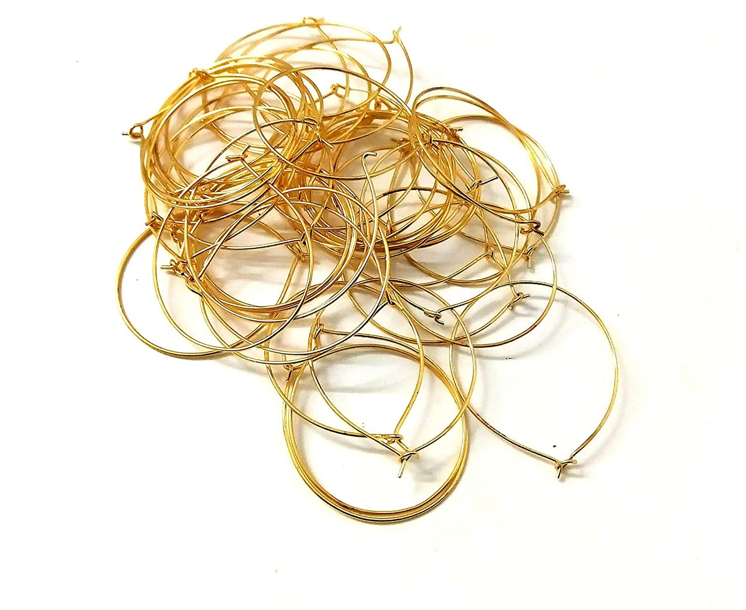 Excellentcrafts Gold/Silver/Gold&Silver Round Loop Ring for Jewellery Making (Pack of 20 Pieces/10 Pairs) (Gold, 30mm)