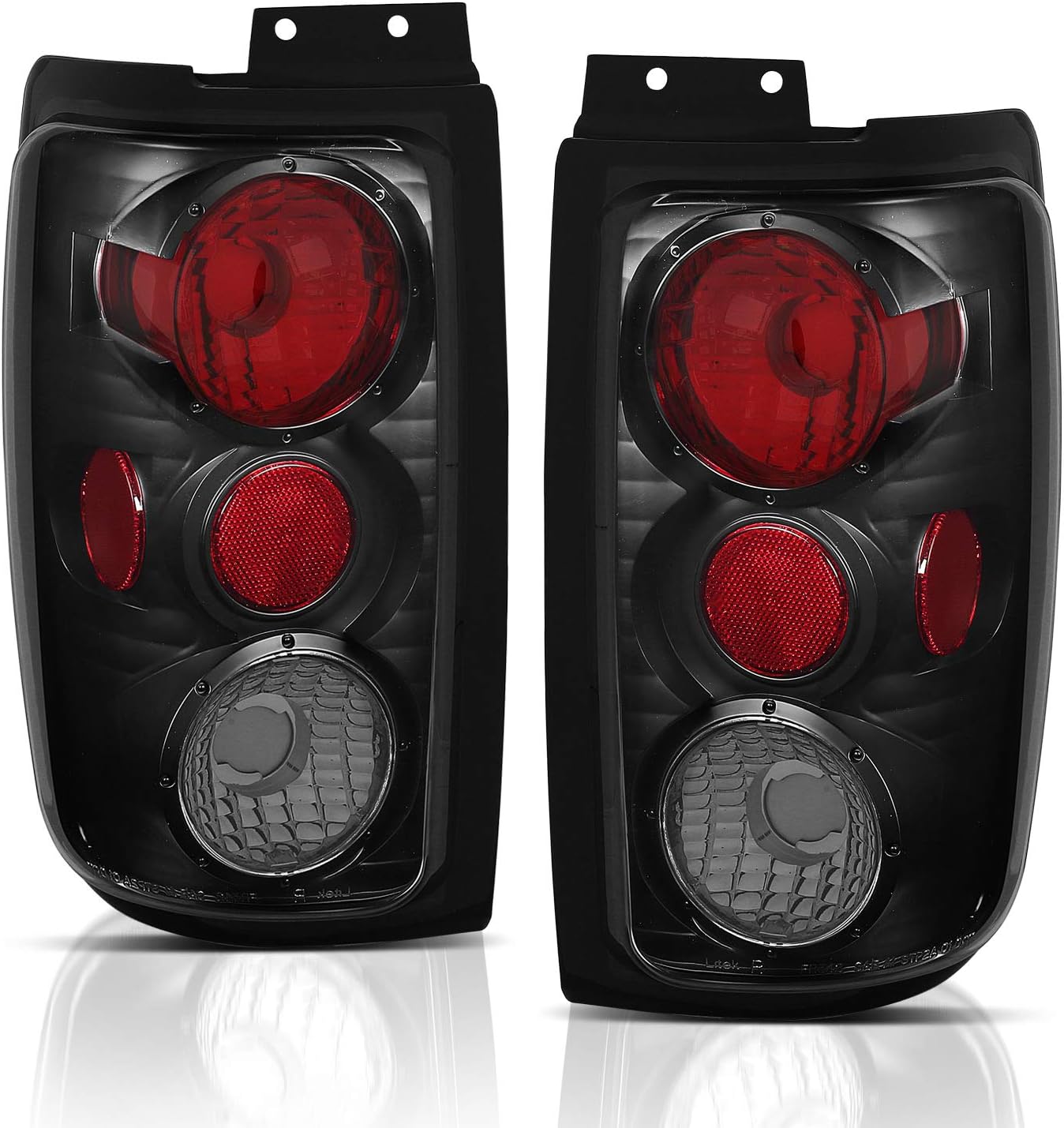 AmeriLite Black Smoke Replacement Brake Tail Lights Set for 1997-2002 Ford Expedition - Passenger and Driver Side