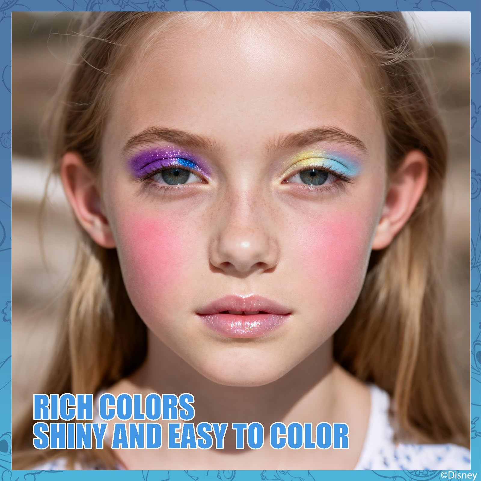Stitch Coffret Maquillage Gloss, Ombres, Blush & Pinceaux Portable