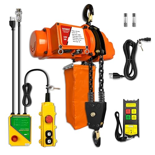 Miniatura 9 de Polipasto eléctrico de cadena de 1100 libras, cabrestante de 120 V con control remoto con cable de 5 pies, grúa aérea monofásica para garaje, polea