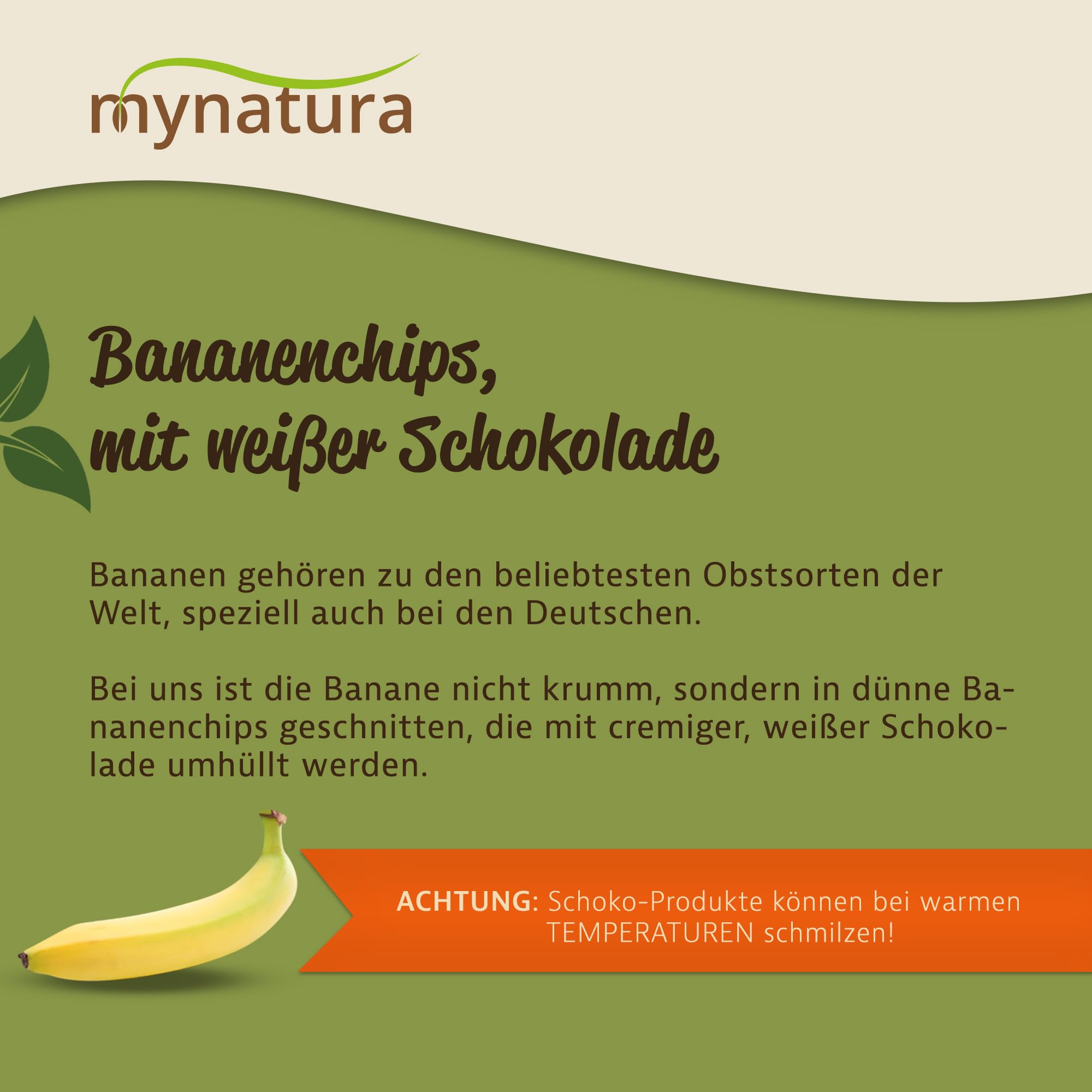 Mynatura Bananenchips, mit weißer Schokolade umhüllt I Schokolade I Banane I Snack I Topping I Süßigkeiten I Im Beutel (1x 1000g)
