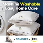 Serta Hotel Collection Bed Pillows King Size Set of 2, 400 Thread Count 100% Cotton Cover, Soft Support Gusseted Down Alternative Pillow for Back, Stomach or Side Sleepers, 18"x34"x2", White