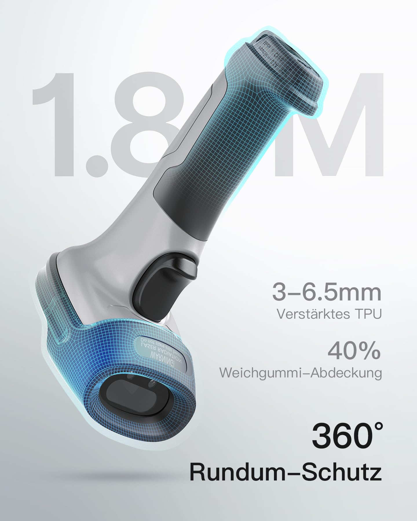 Inateck BCST-70 Bluetooth Barcode Scanner, Kabellos, 180 Tage Standby, 35m Reichweite