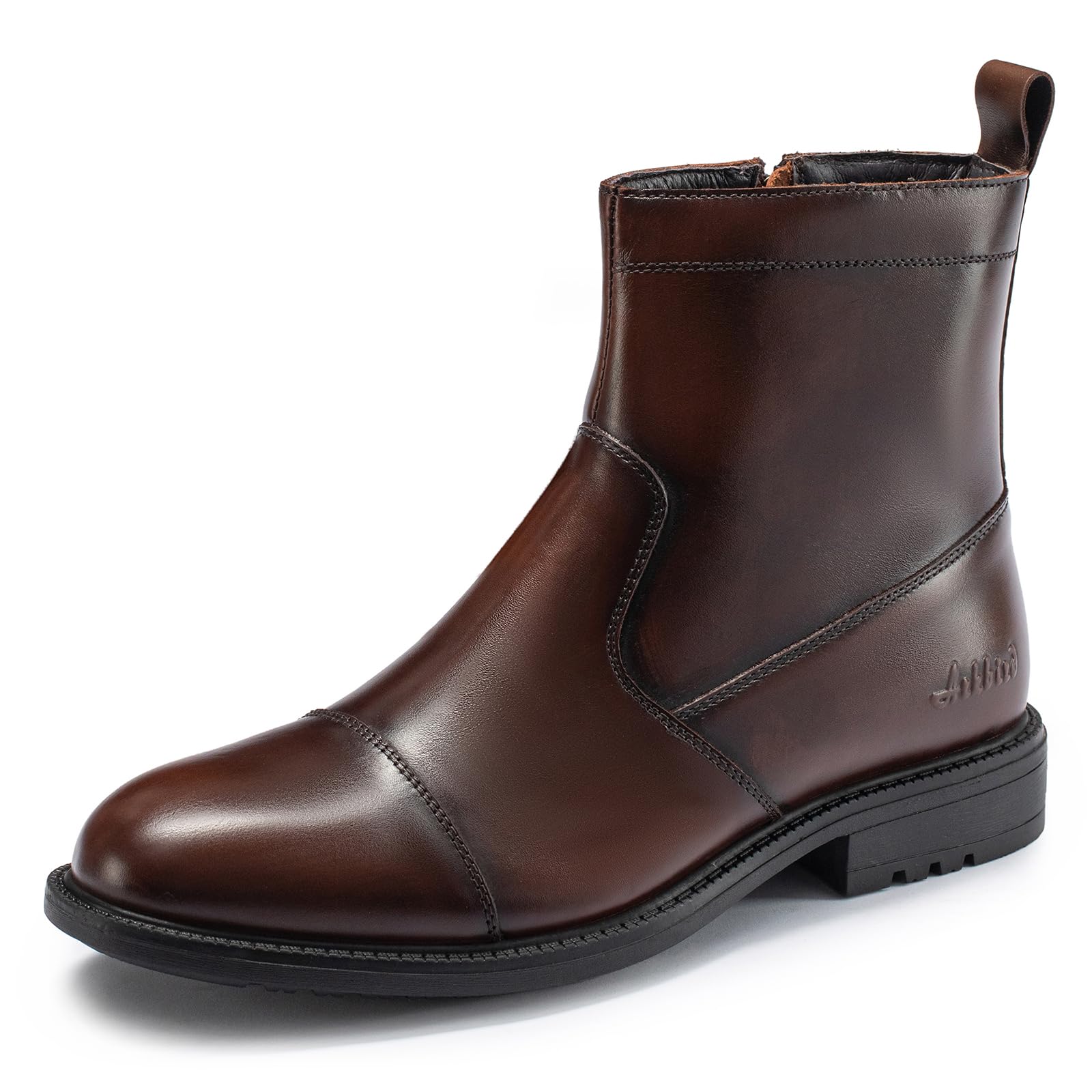 Arkbird Men's Chelsea Boots Zip Ankle Dress Boot Genuine Leather Boots for Casual and Formal