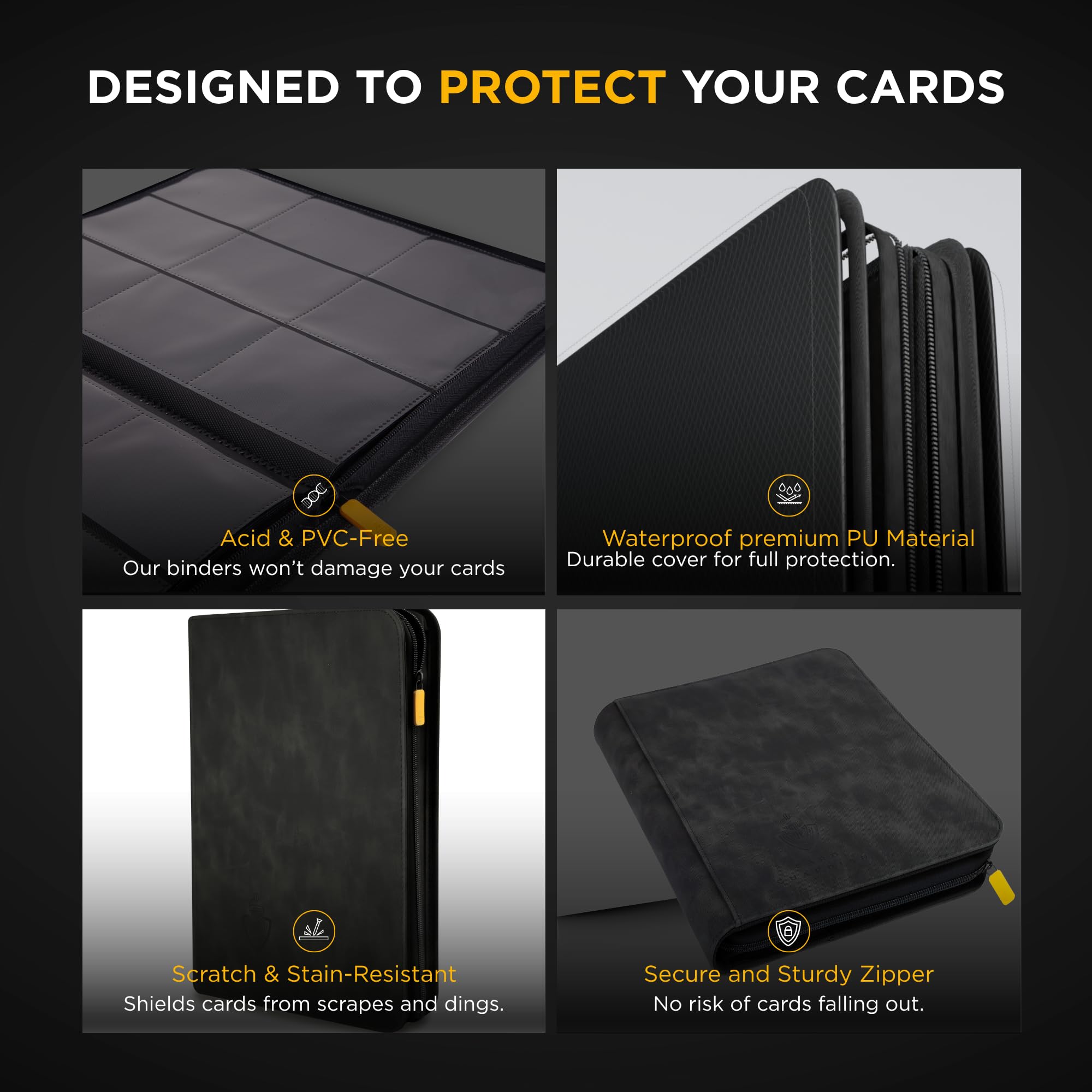 Carpeta De 9 Bolsillos Card Guardian Para 504 Tarjetas – Cremallera Y Tapa Dura, Sin PVC, Ideal Para TCG Y Cartas Coleccionables (Blanco)