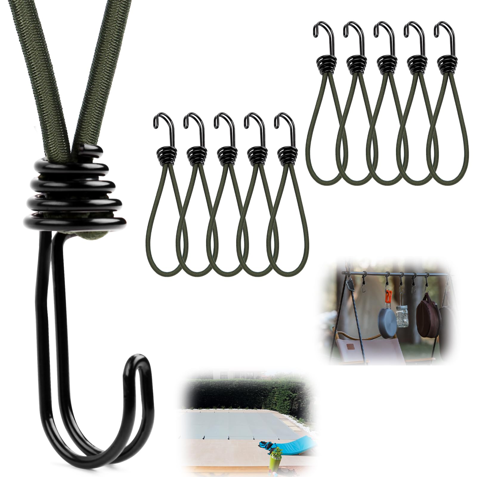 20x Spanngummi Mit Haken - Expander Für Camping & Haushalt