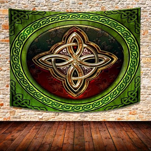 Miniatura 9 de SHRAPHY Tapiz celta de 60 x 40 pulgadas, tapiz nórdico vikingos, irlandés, redondo, nudo de amor, tapiz de buena suerte para sala de estar y