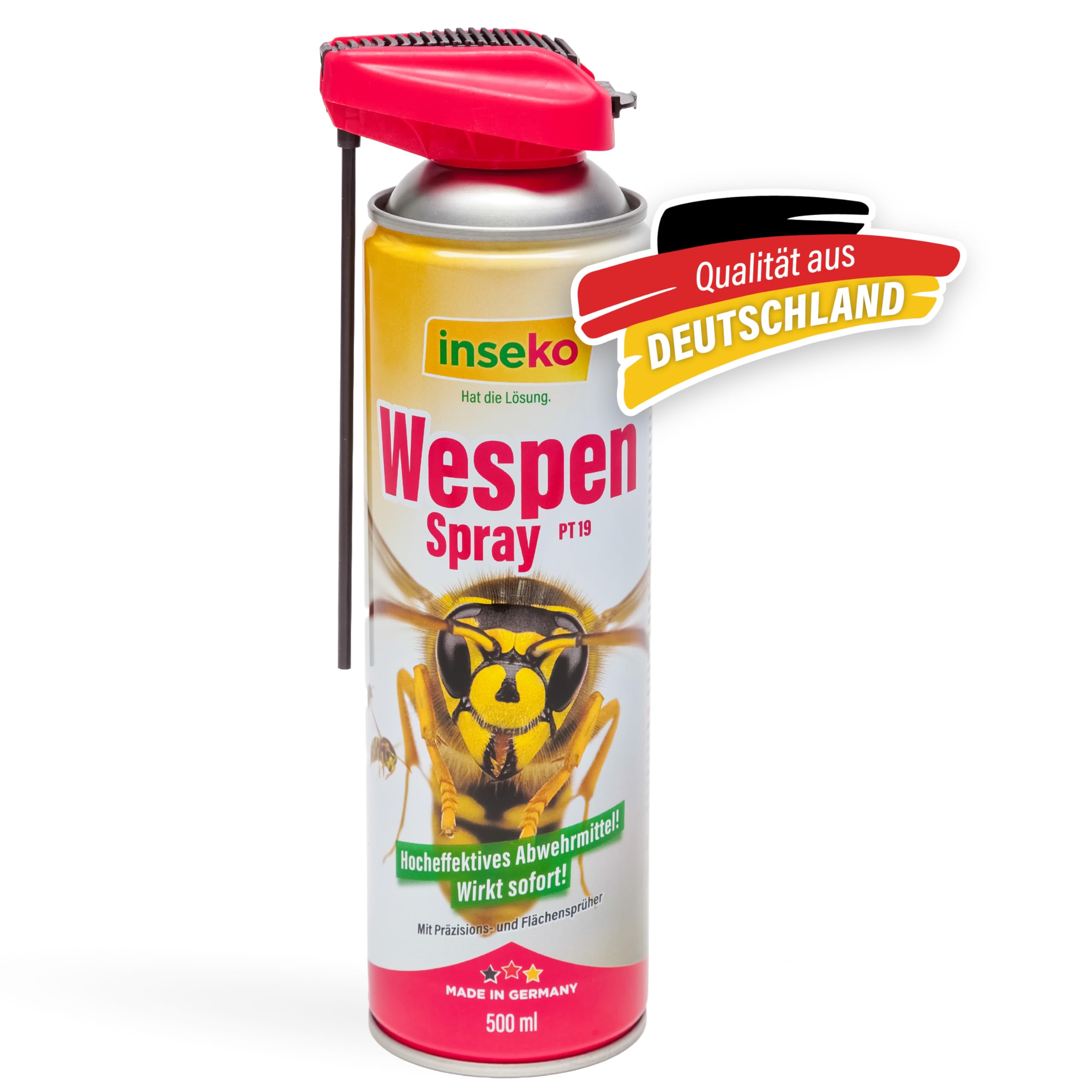 inseko Wespenspray mit Sprührohr 500ml - Profi Wespen-Abwehr Spray mit Sofortwirkung - Gegen Wespen & Wespennester - Schutz für Haus, Garten & Terrasse (PT19) (500ml)