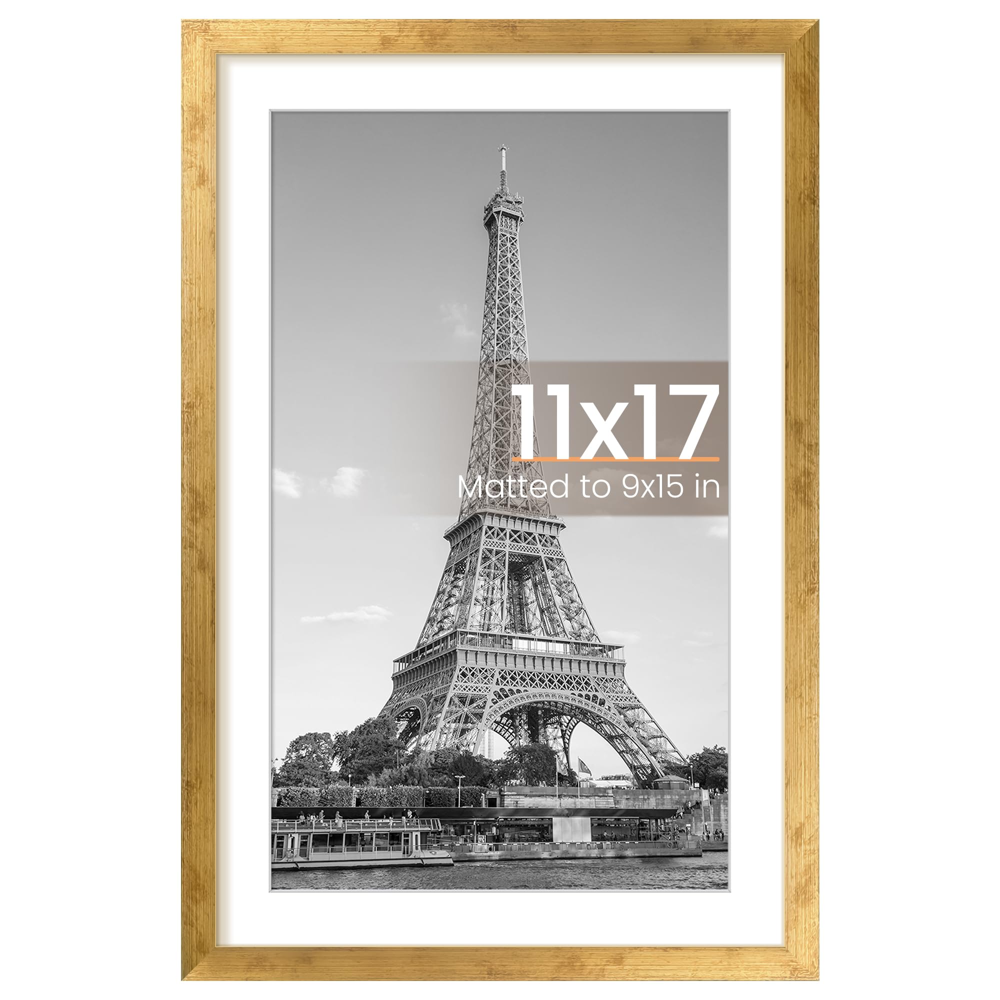 upsimples 11x17 Picture Frame, Wall Decor Poster Frames, Bronze 1 Pack | 11 x 17 Frame, 9x15 Frame with Mat for Gallery Wall, Family, Baby, Dog, Dorm, Christmas