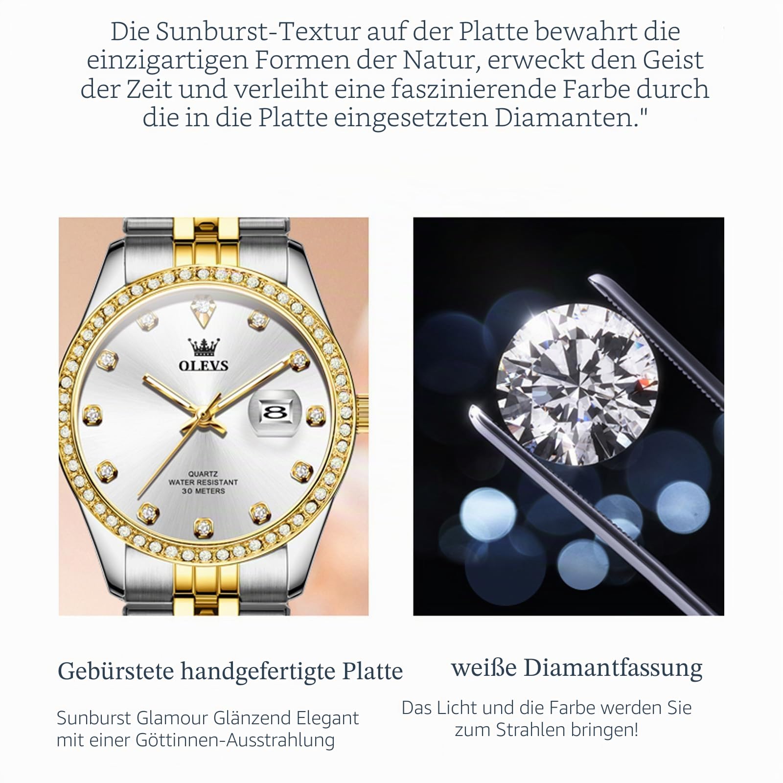 OLEVS Paar Uhr für Sie und Ihn, analoge Quarzuhr, für Damen und Herren, wasserdicht, Leuchtend, Datum, Armbanduhr, romantische Geschenke für Paare
