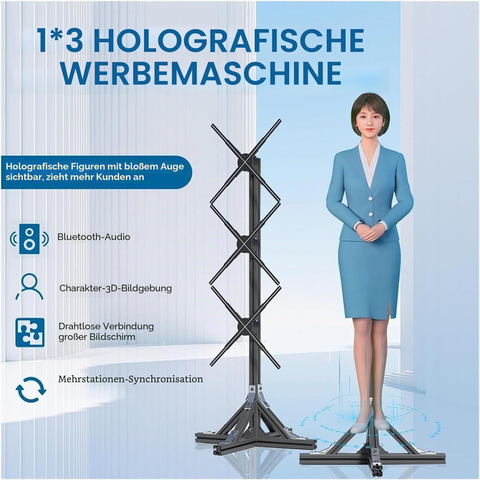 3D-Hologramm-Display für dynamische Werbung, Großbildprojektion für Geschäfte, Bars, Partys