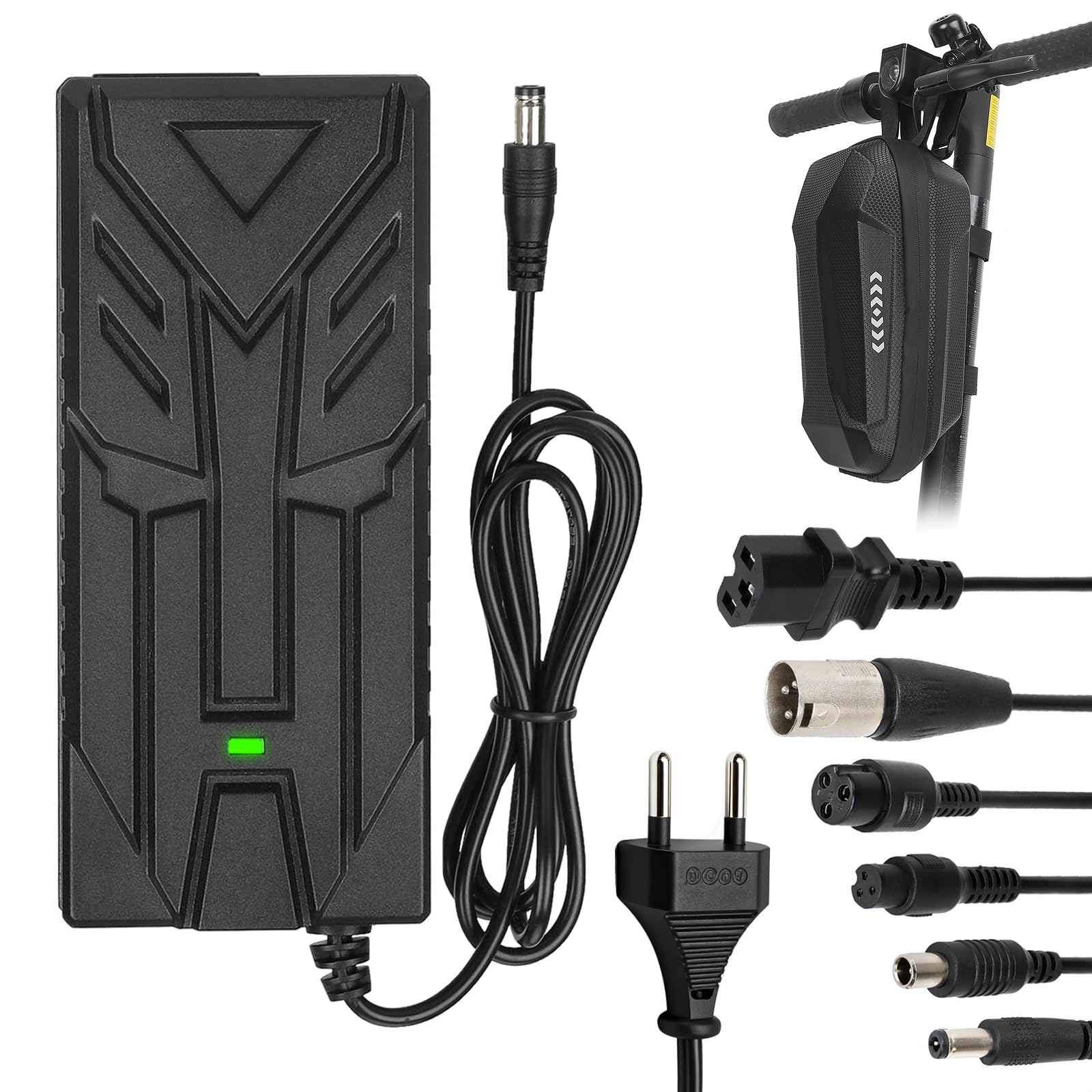 HPGAAVD 42V 2A Electric Scooter Charger, Hoverboard Charger, 36V Universal Lithium Battery Charger with 6 Connectors, Quick Charge for Hoverboard, Drifting Board, E-Bike+2L Waterproof Bag