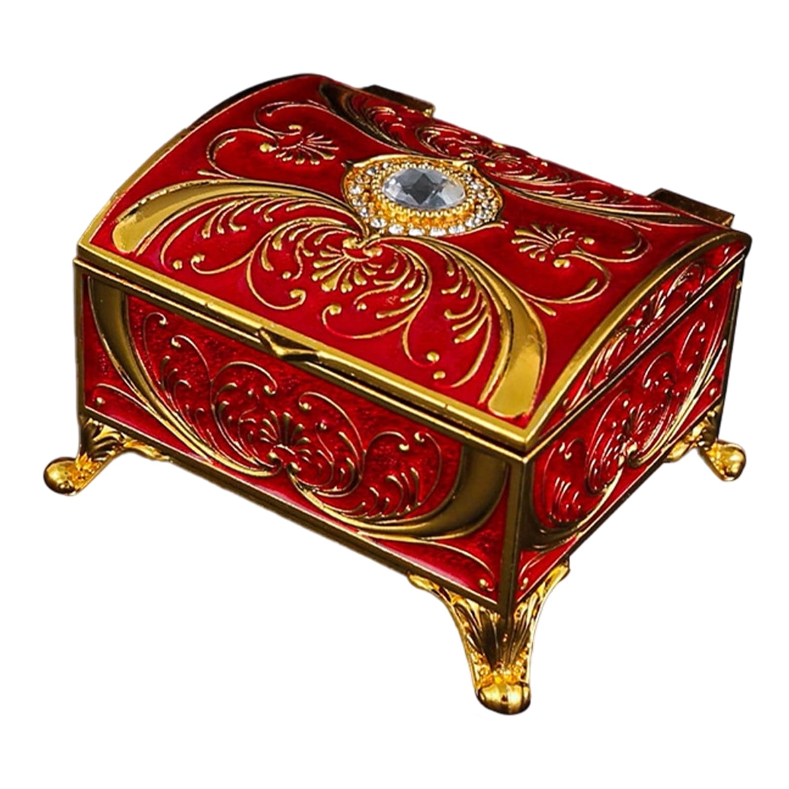 TQUXNGA Sturdy Alloy Enameled Storage Box Featuring Floral Designs and Old Jewelry Storage