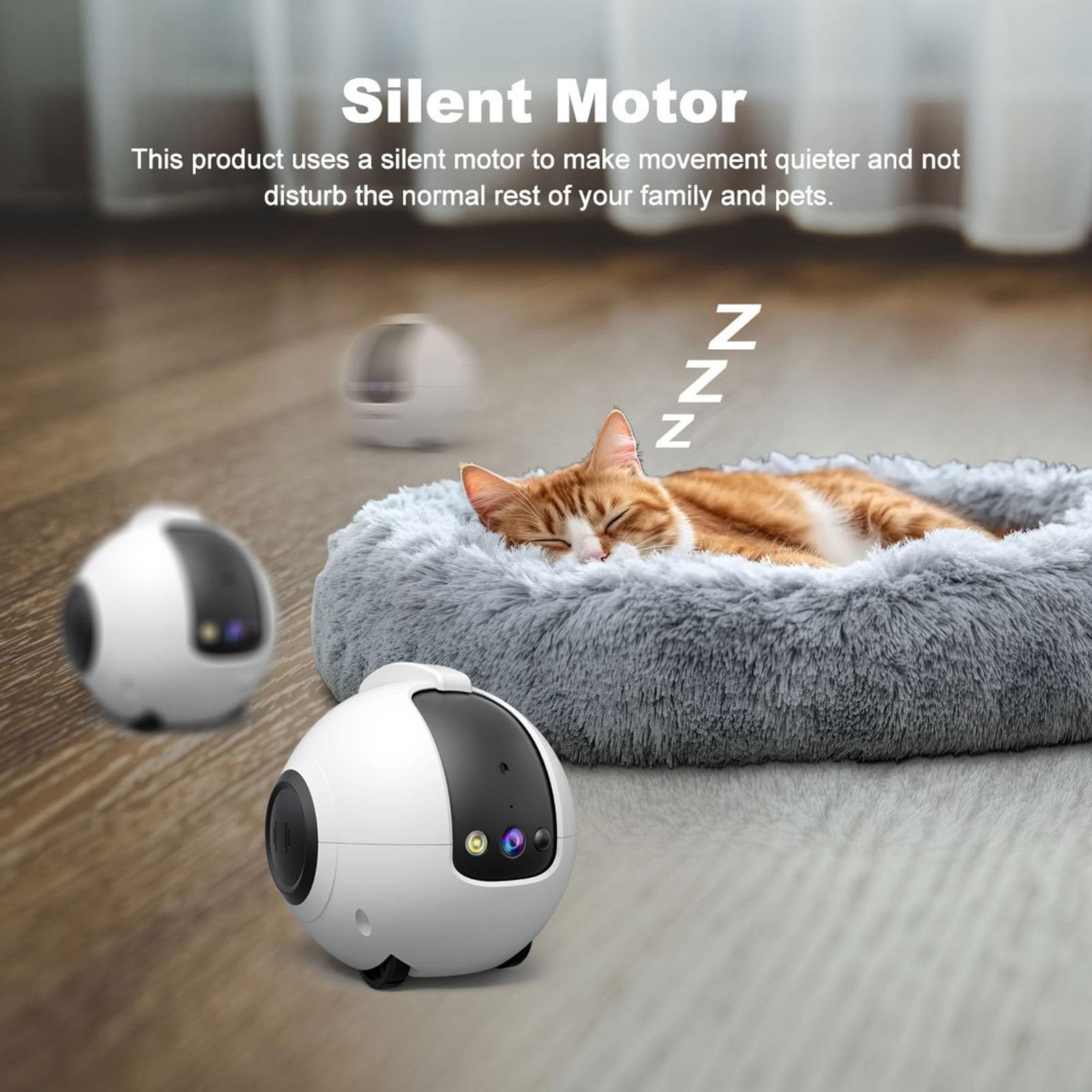2,5K-Roboter-Haustierkamera mit 360°-Rädern, 4 MP HD-Kamera mit Automatischer Bewegung, Bidirektionale Videoanrufe, Nachtsicht und App-Steuerung für die Sicherheit zu Hause