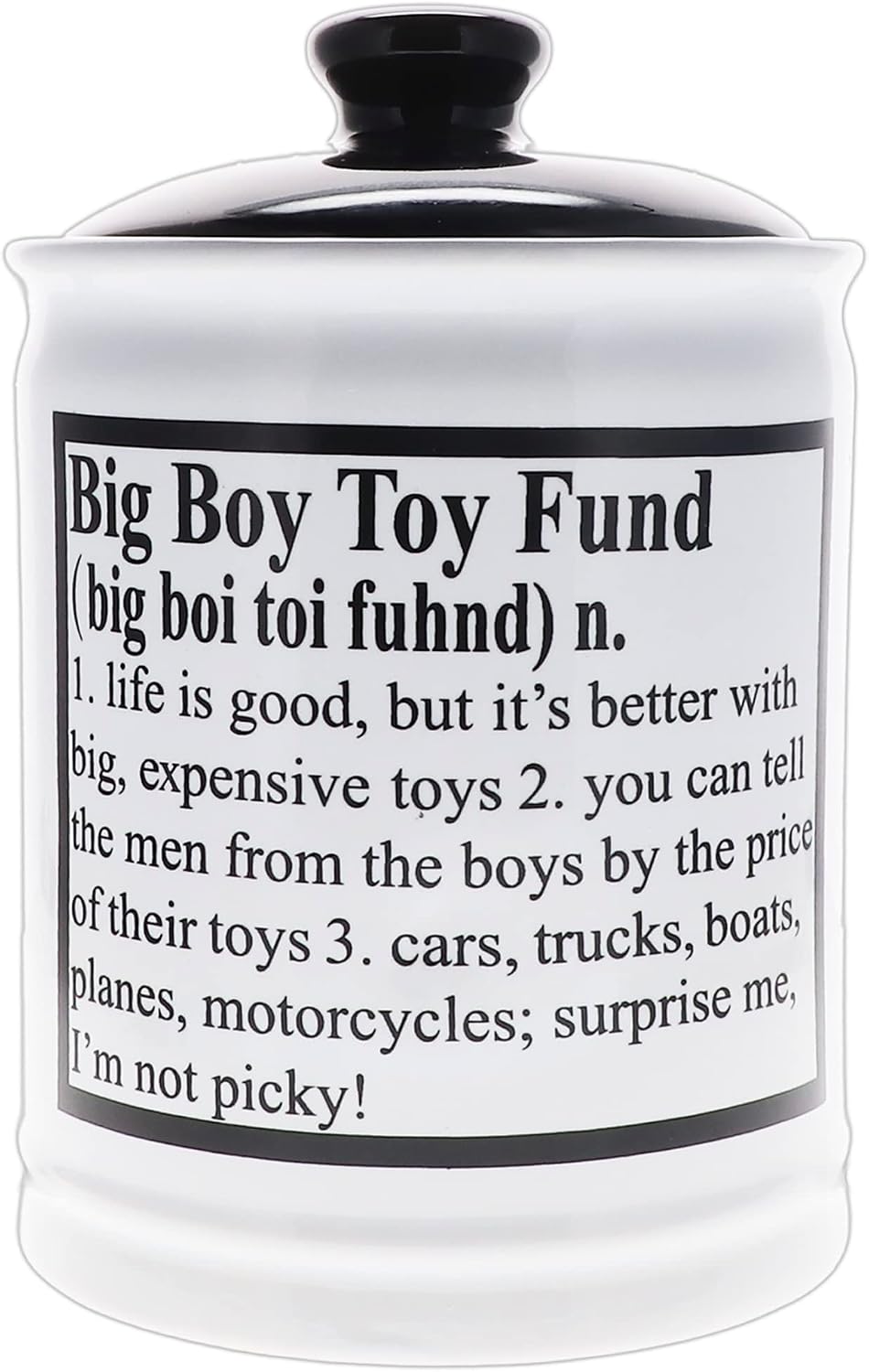 Cottage Creek Jars - Big Boy Toy Fund Piggy Bank, Money Bank, Gifts for Men, Guys, Boyfriend, Home & Office Decor