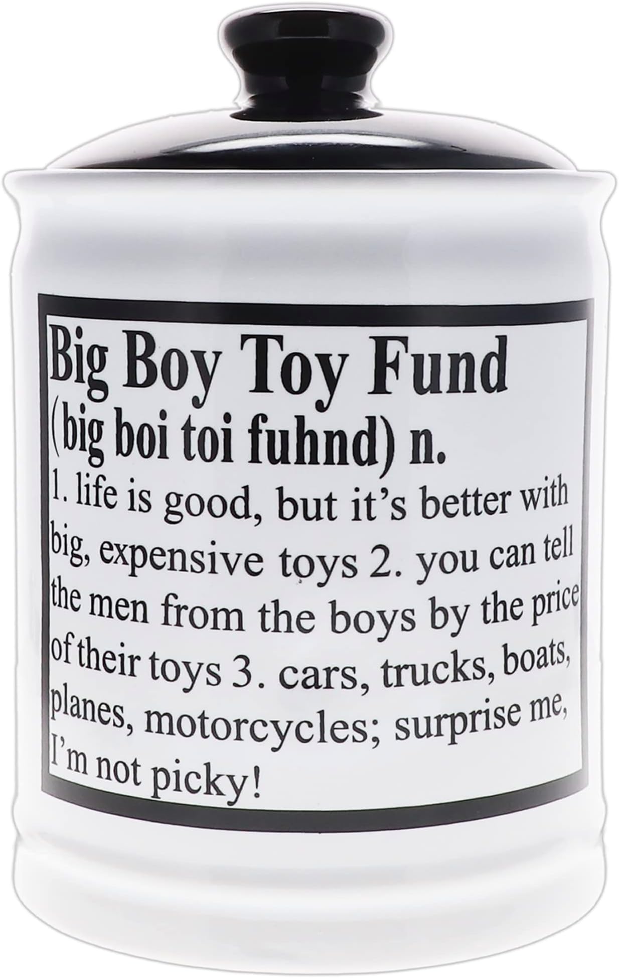 Cottage Creek Jars - Big Boy Toy Fund Piggy Bank, Money Bank, Gifts for Men, Guys, Boyfriend, Home & Office Decor