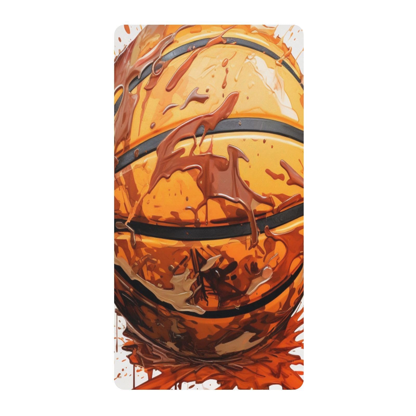 Basketball Brown Art Toddler Crib Sheet Soft Cotton Baby Play Sheets Fitted for Mattress Playard