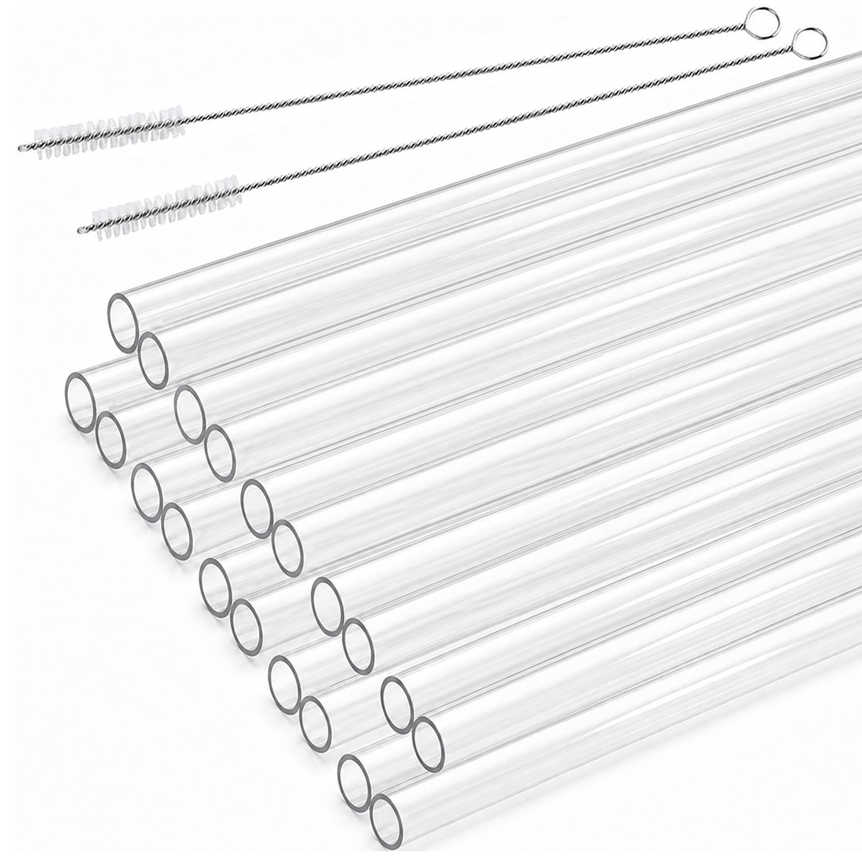 iJiGui Reusable Hard Plastic Drinking Straws 50 Pack, Transparent