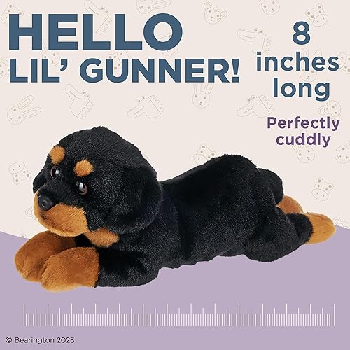 Miniatura 2 de Bearington Lil Gunner - Perro pequeño de peluche Rottweiler 8 pulgadas