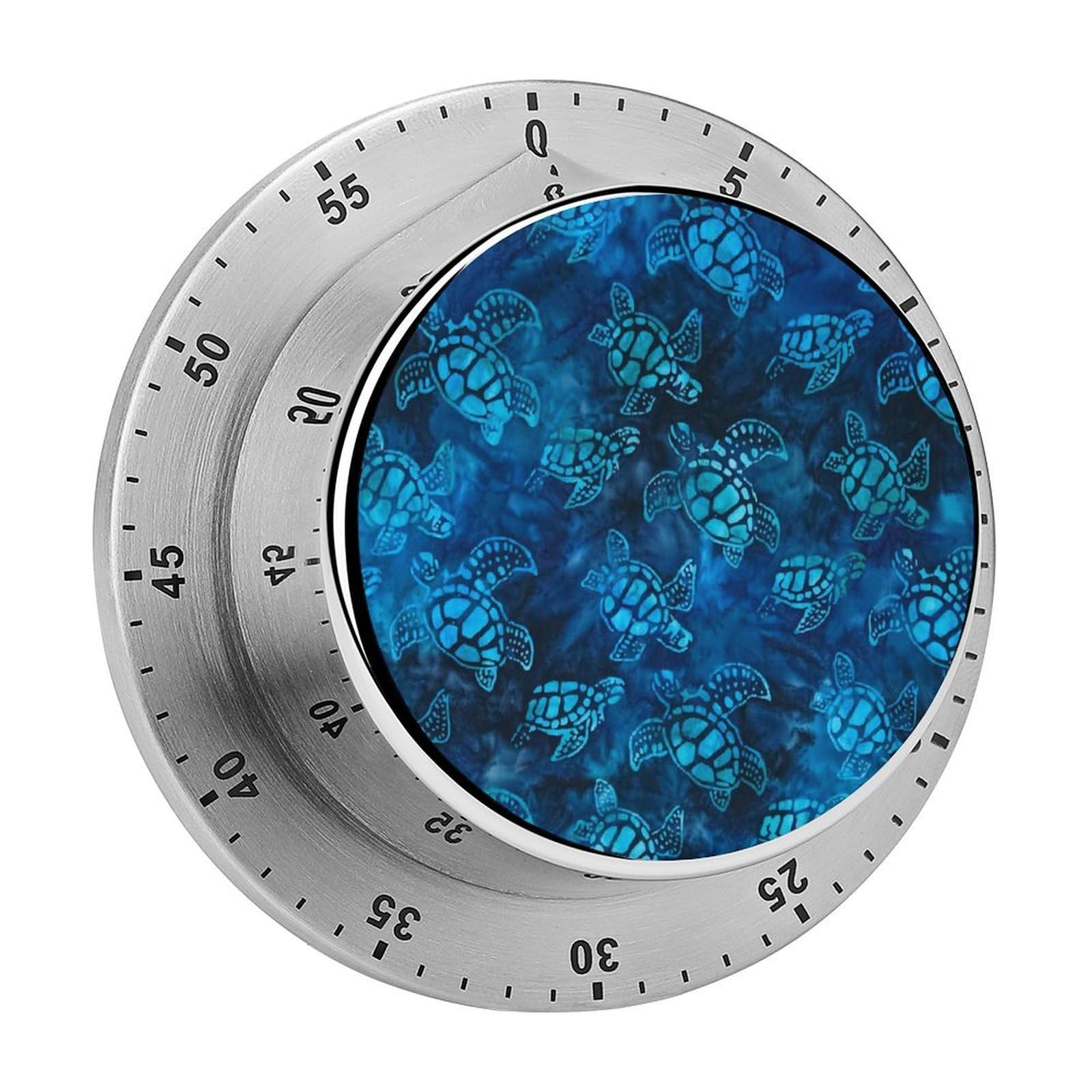 Watercolor Blue Sea Turtle Circular Rotating Timer, Suitable for Kitchen and Bedroom