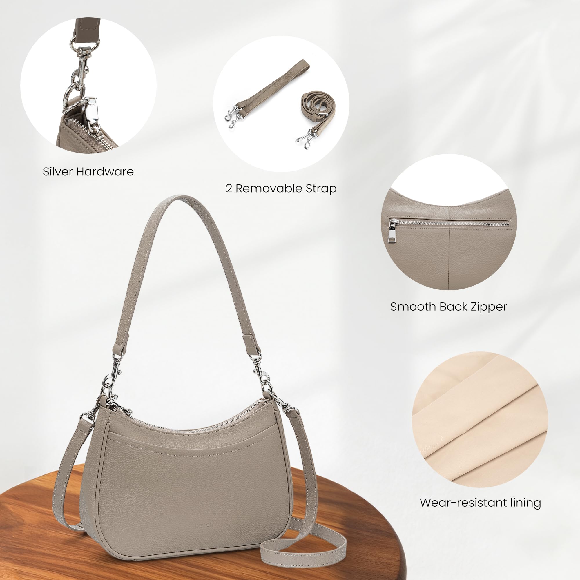 befen Bolso Bandolera Mujer Bolsos Mujer de Cuero Auténtico Casual Hobo Bolso de Hombro con Protección RFID