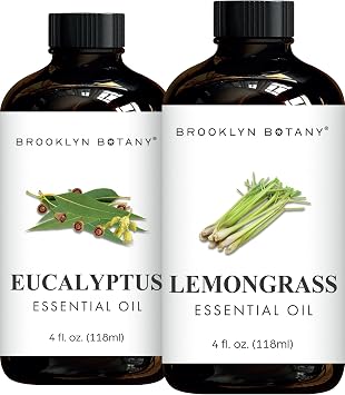 Brooklyn Botany Eucalyptus & Lemongrass Essential Oils 4 Fl Oz Pack of 2 100% Pure & Natural Refreshing & Clarifying Aromatherapy Blend