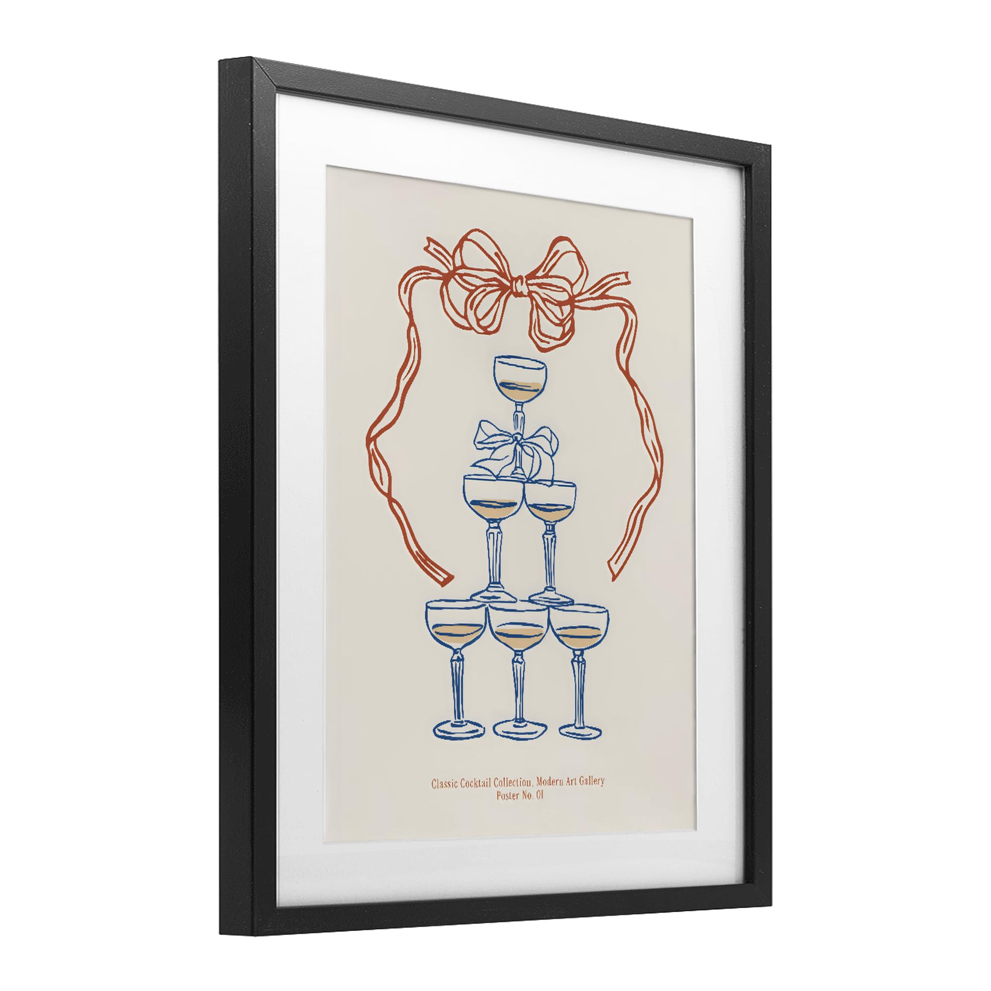 Classic Cocktail Tower Glam, gerahmter Druck unter Glas, 33 x 40 cm