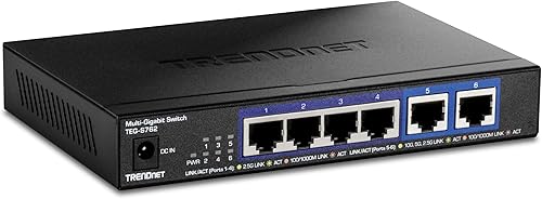 TRENDnet Interruptor 10G de 6 puertos, 4 puertos RJ-45 BASE-T de 2.5G, 2 puertos RJ-45 de 10G, capacidad de conmutación de 60 Gbps, montaje en