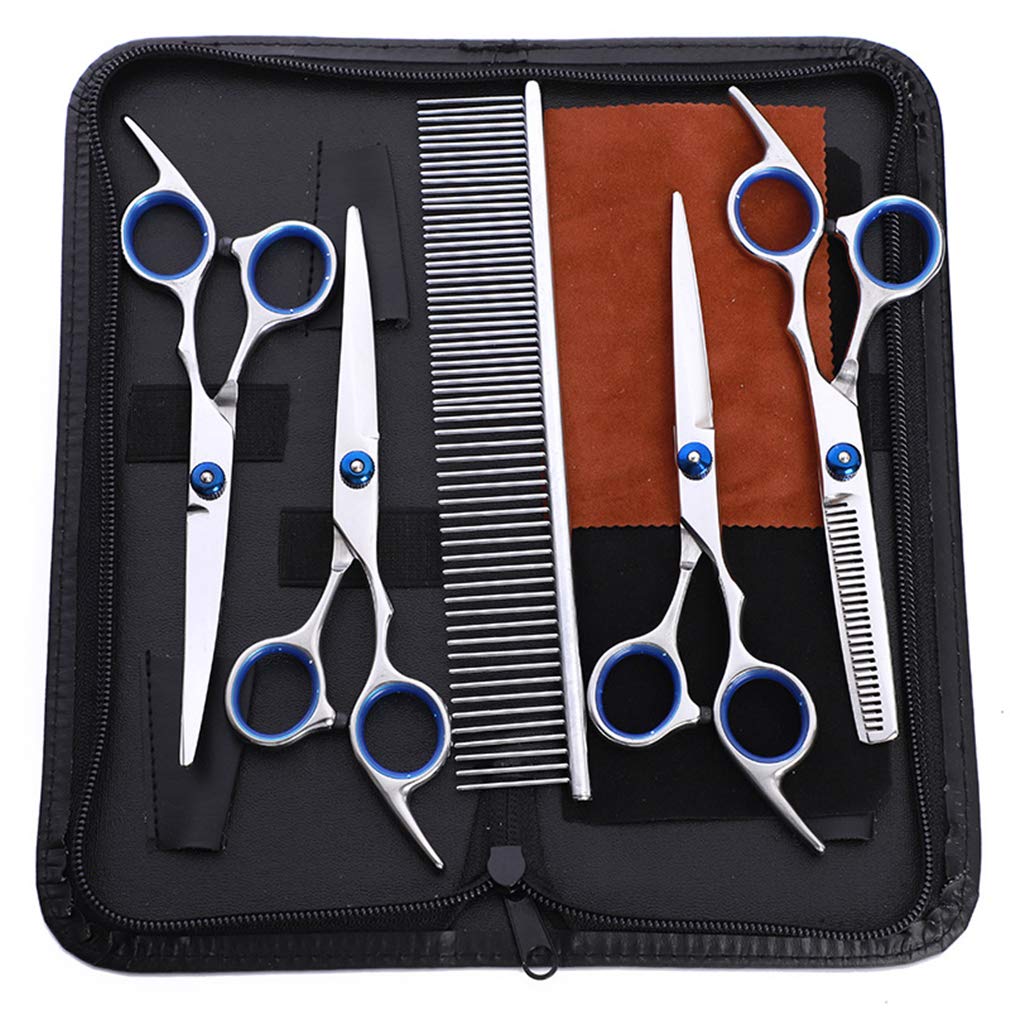 Kit Forbici per toelettatura Animali Domestici da 6,0 Pollici, Kit Forbici per toelettatura Cani Professionali Utensili da Taglio per Parrucchieri Acciaio Inossidabile, per Salone, Barbiere
