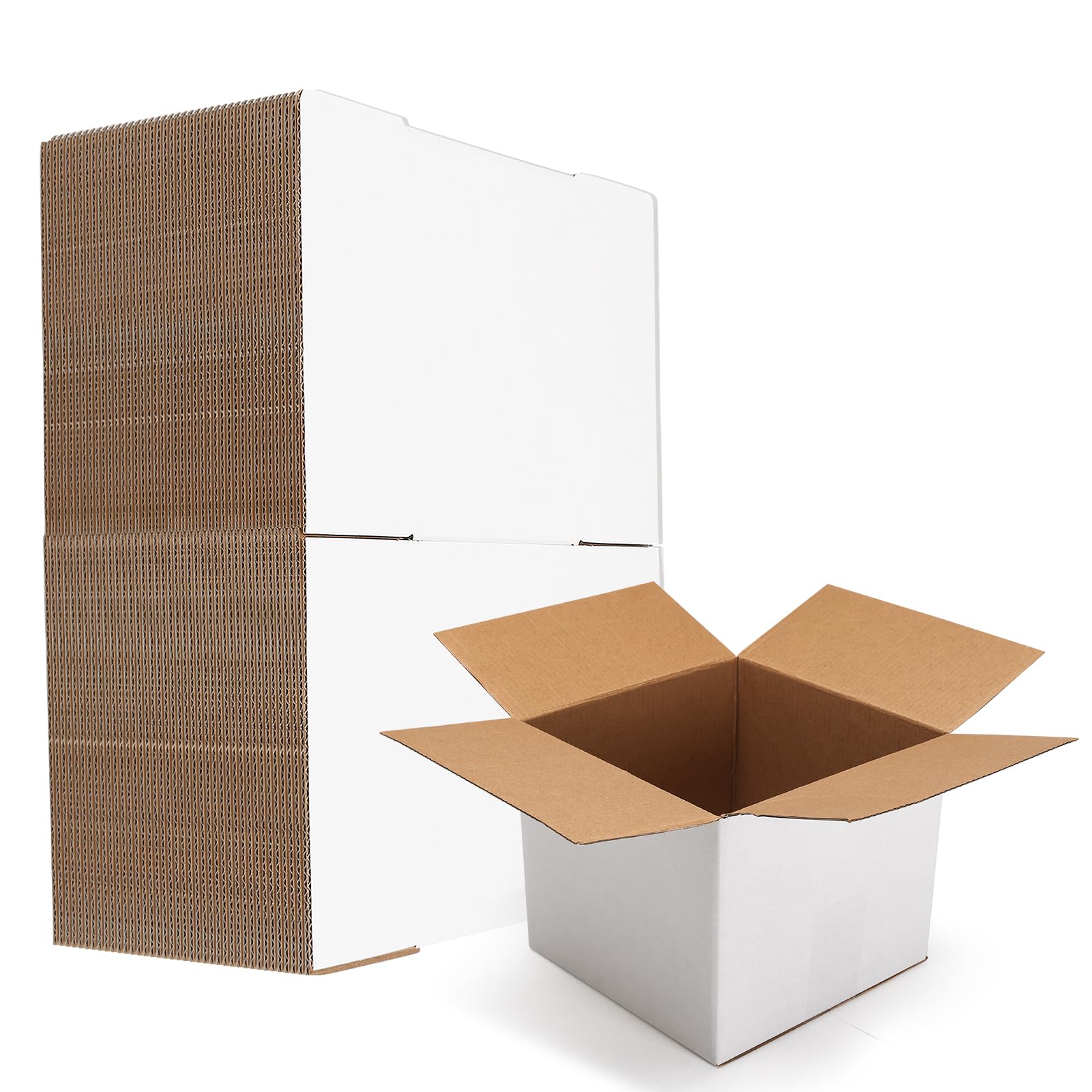 HORLIMER 40 Pack 5x5x5 Shipping Boxes, White Corrugated Cardboard Box for Mailing, Packaging, Small Business